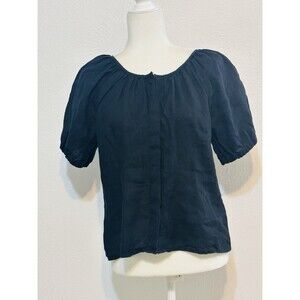 J. Crew Women Size 8 V-Back Linen Button Up Blouse Boho Timeless Closet Staple